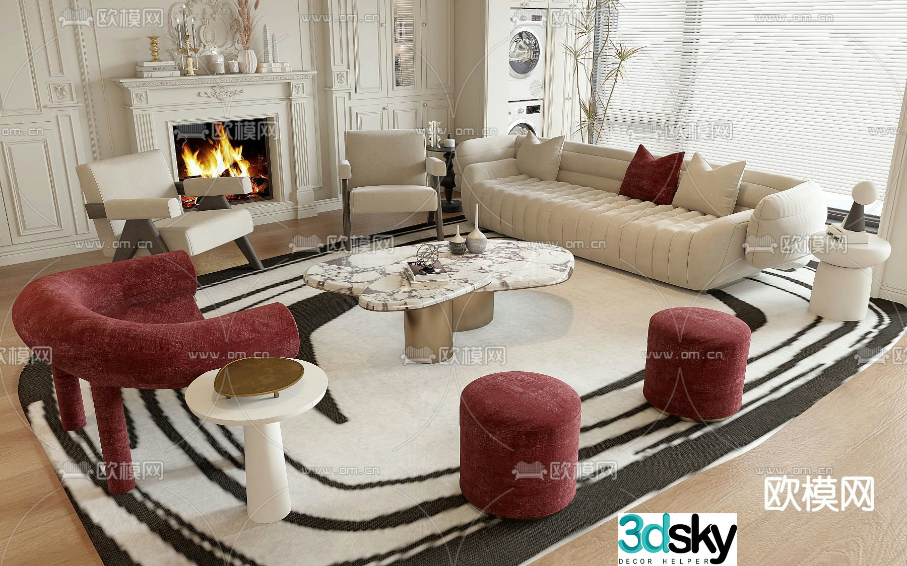 French sofa set 3d model