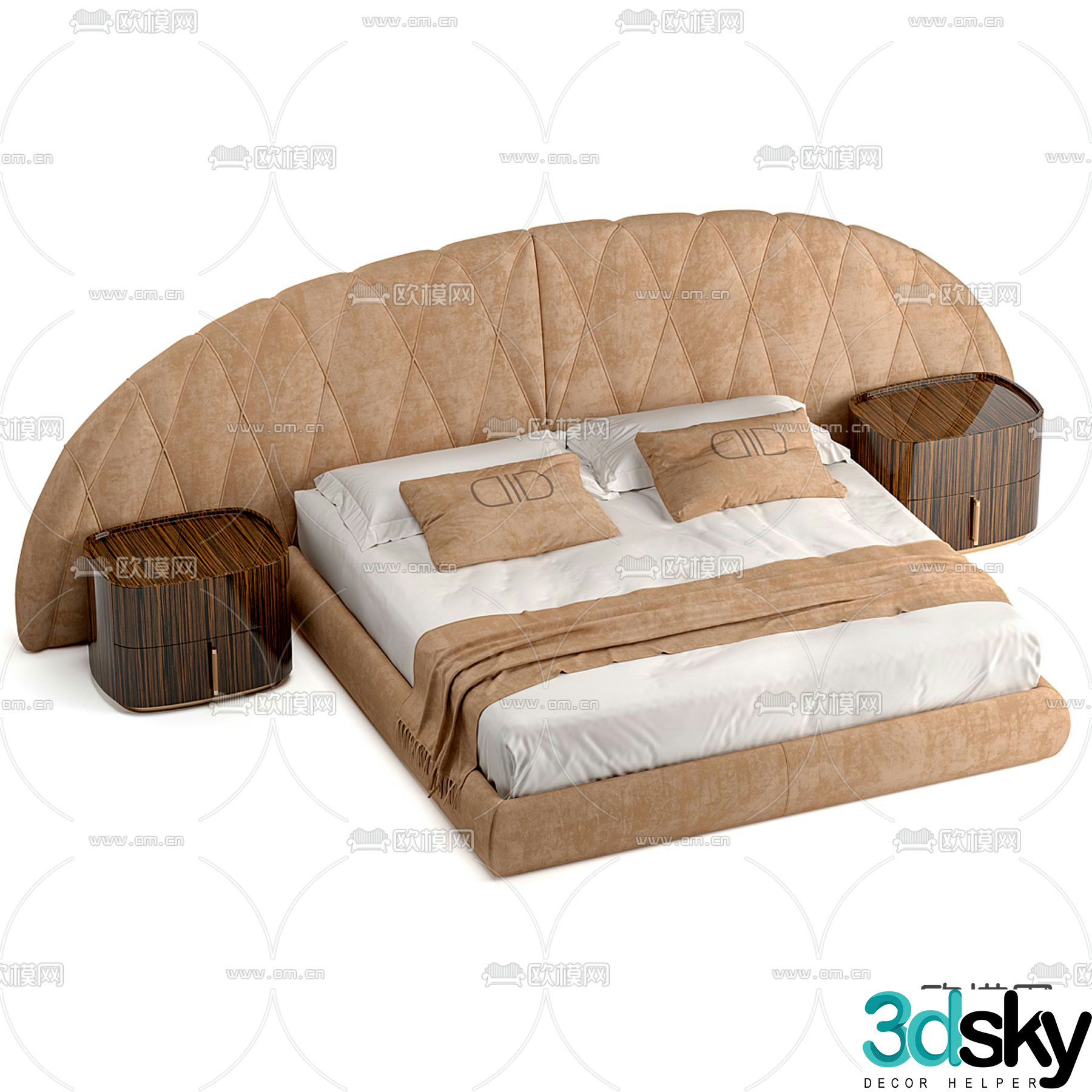 Modern double bed 3d model