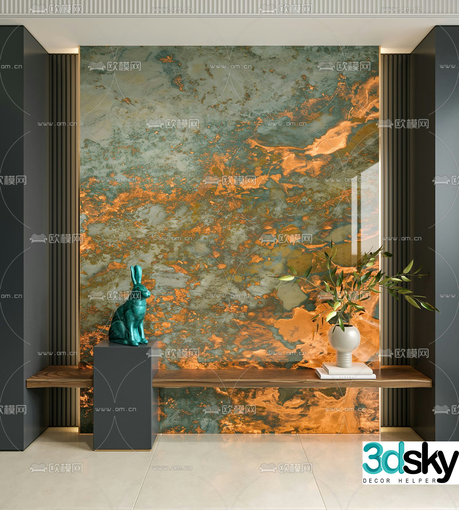 Translucent marble luxury stone background wall 3D model