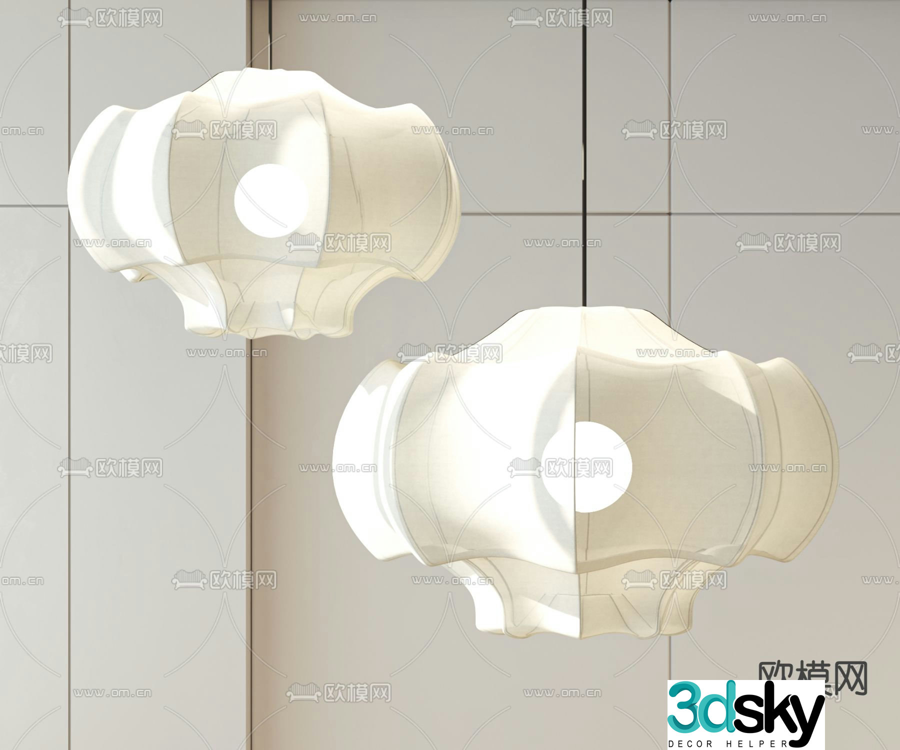 Creamy Chandelier Paper Chandelier 3D Model