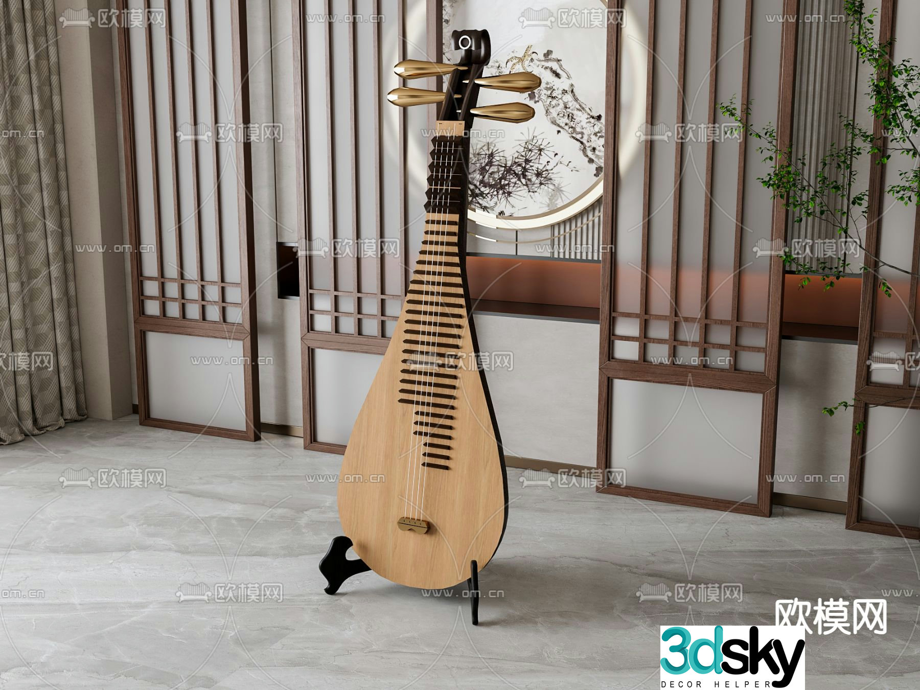 New Chinese Pipa musical instrument 3d model