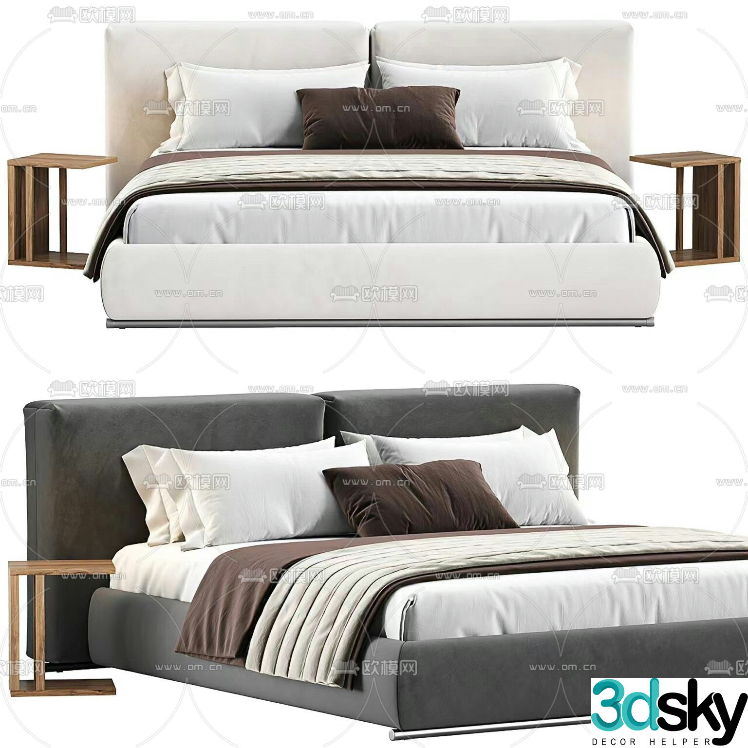 Modern double bed 3d model