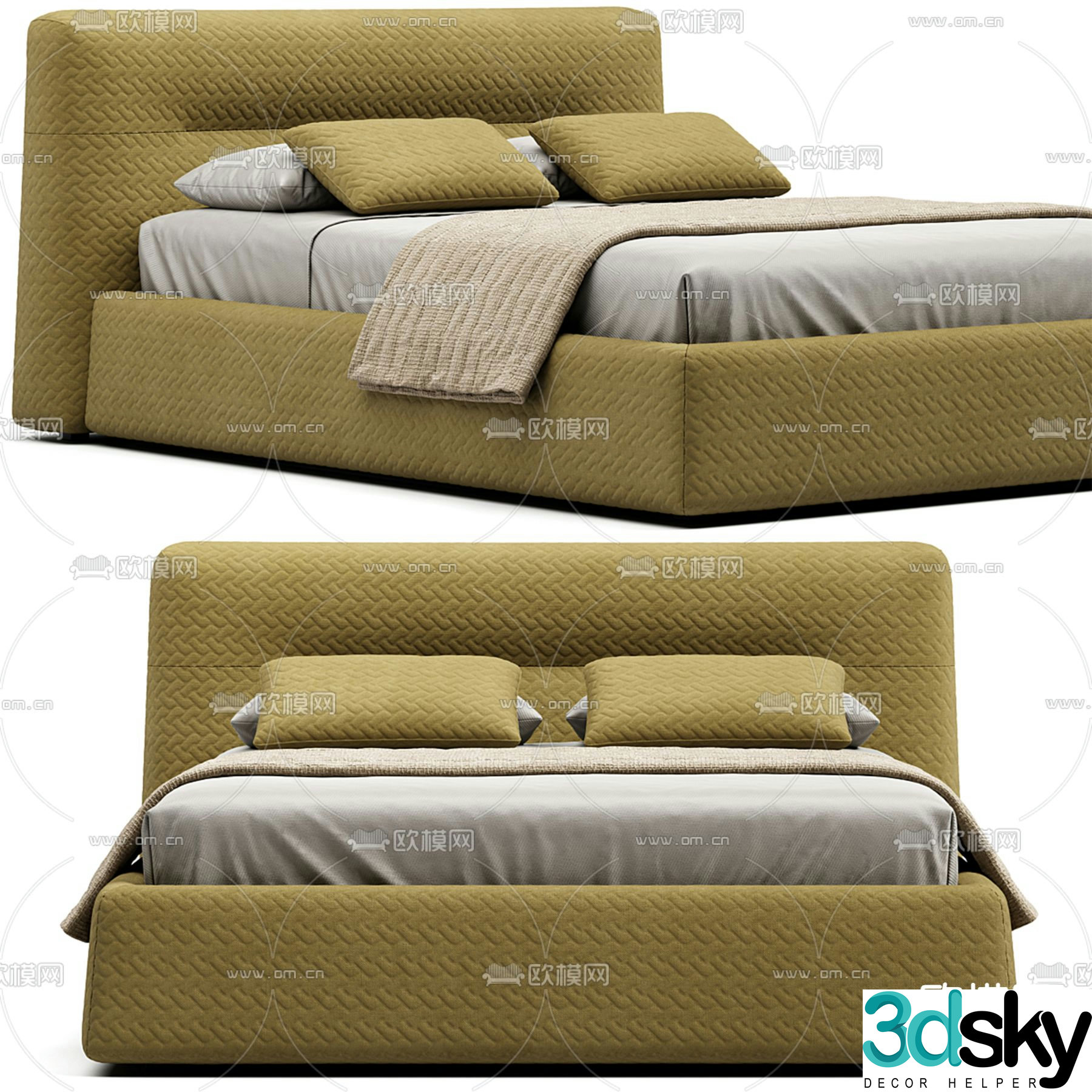 Modern double bed 3d model