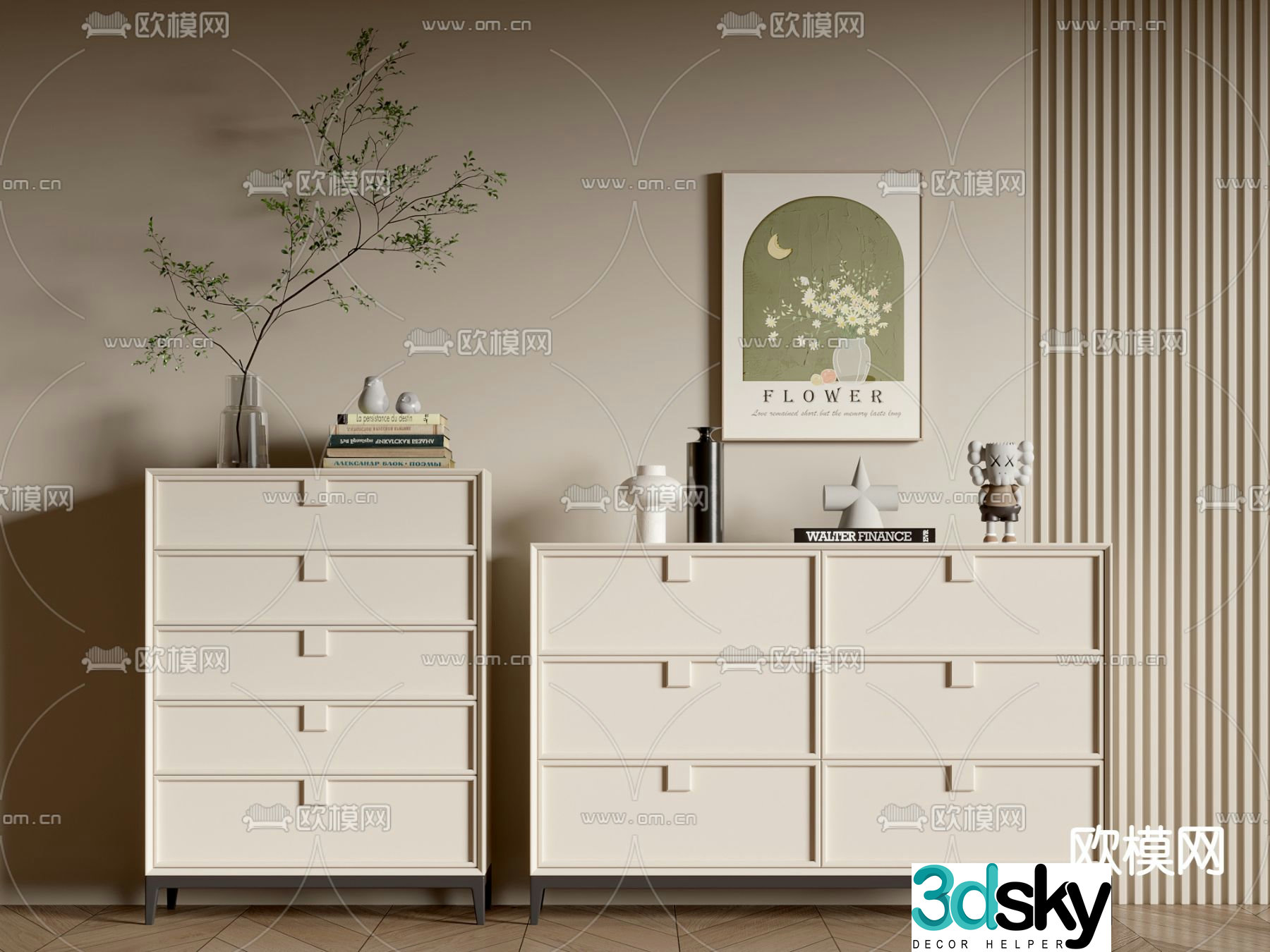 Modern entryway cabinet drawer 3d model