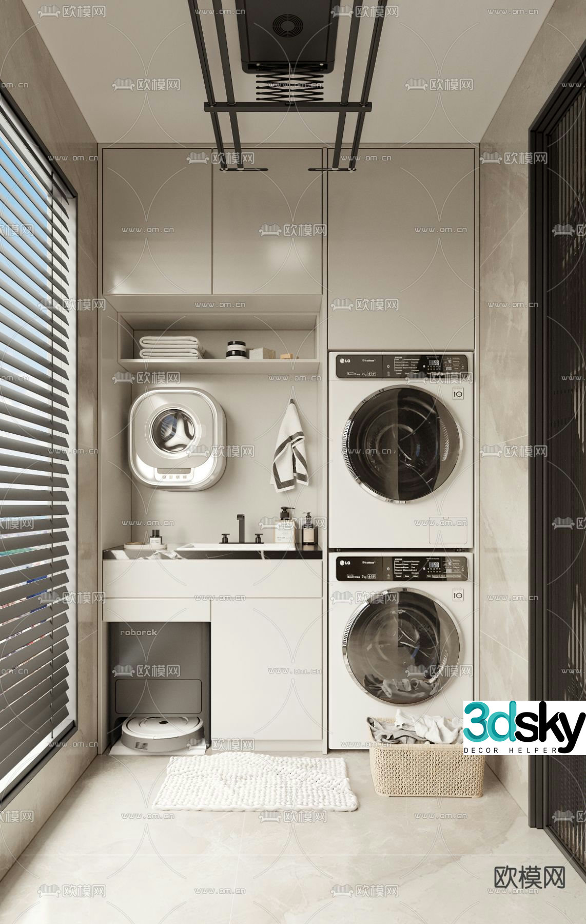 Modern balcony balcony cabinet laundry cabinet 3d model