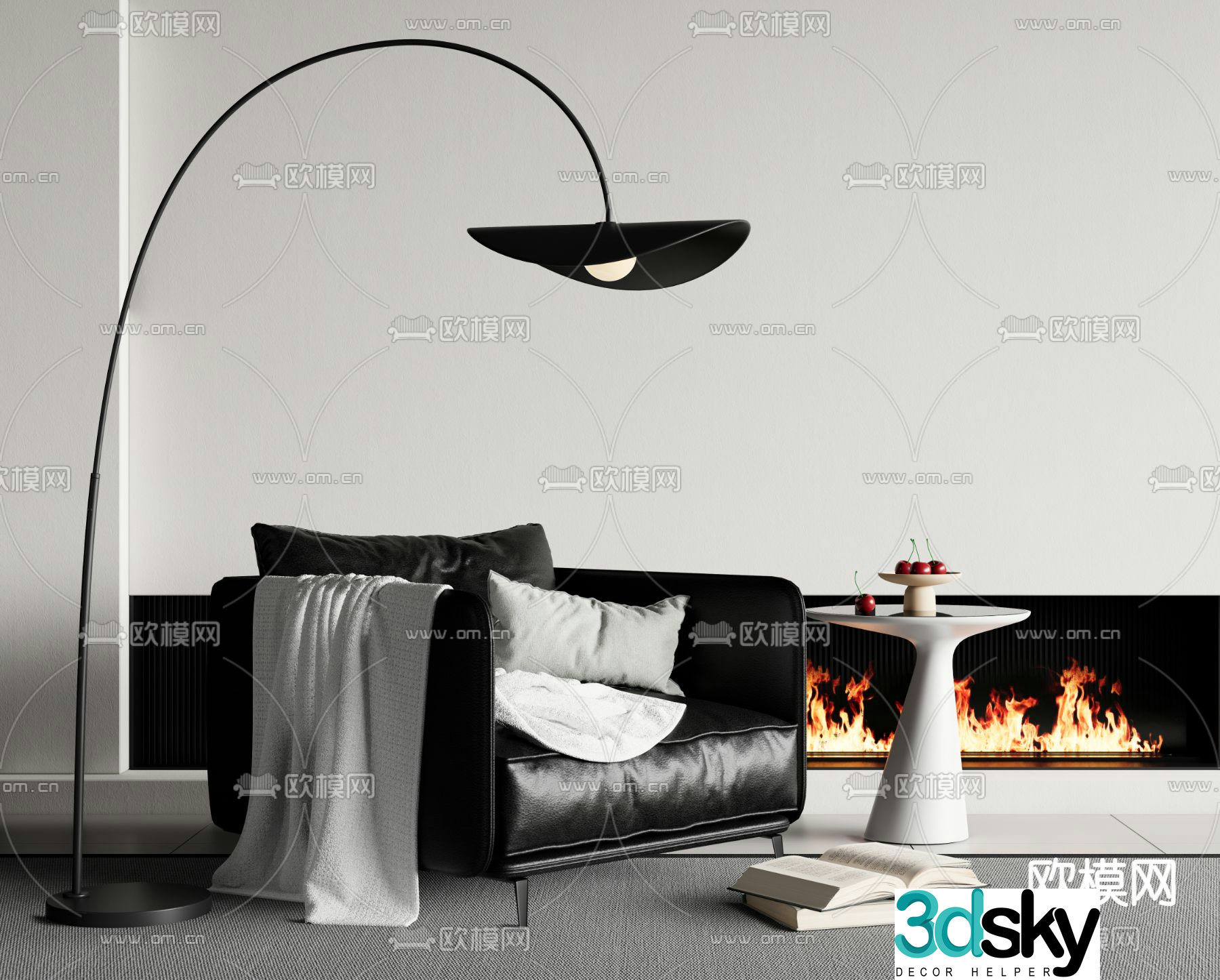 Leather sofa leisure sofa single sofa 3d model