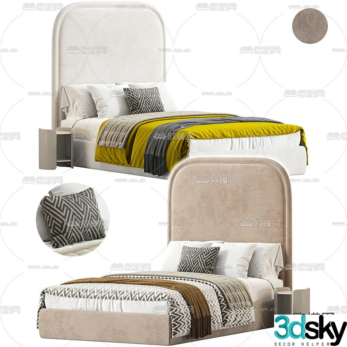 Modern double bed 3d model