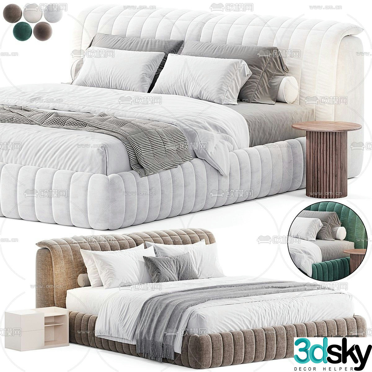 Modern double bed 3d model