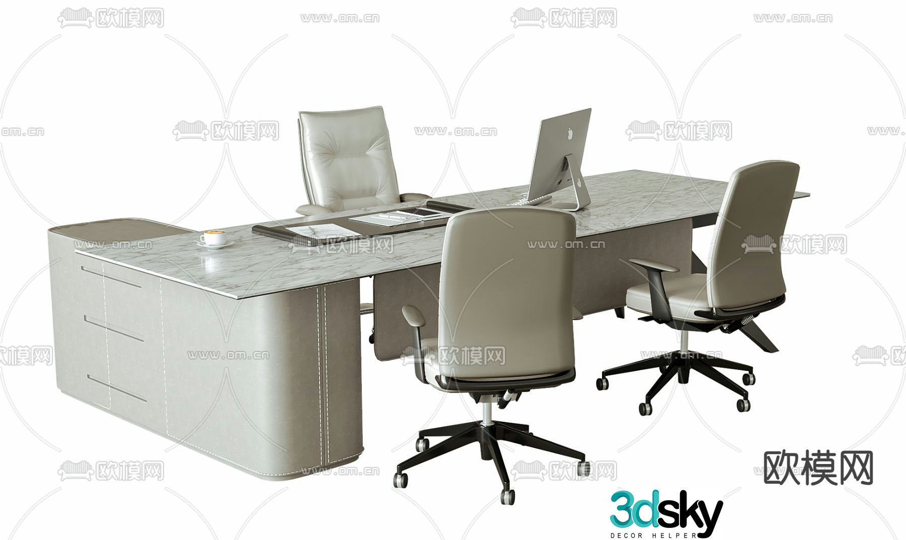 modern office chair desk 3d model