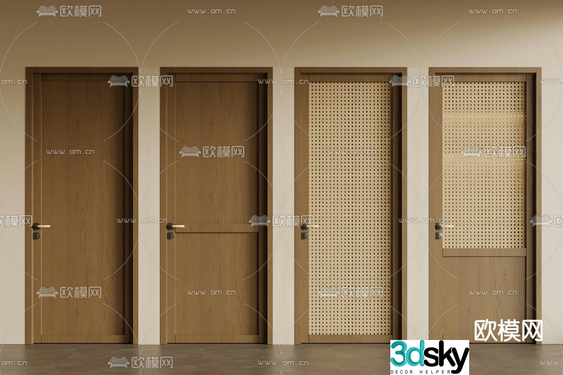 Wasabi door bedroom door swing door 3d model