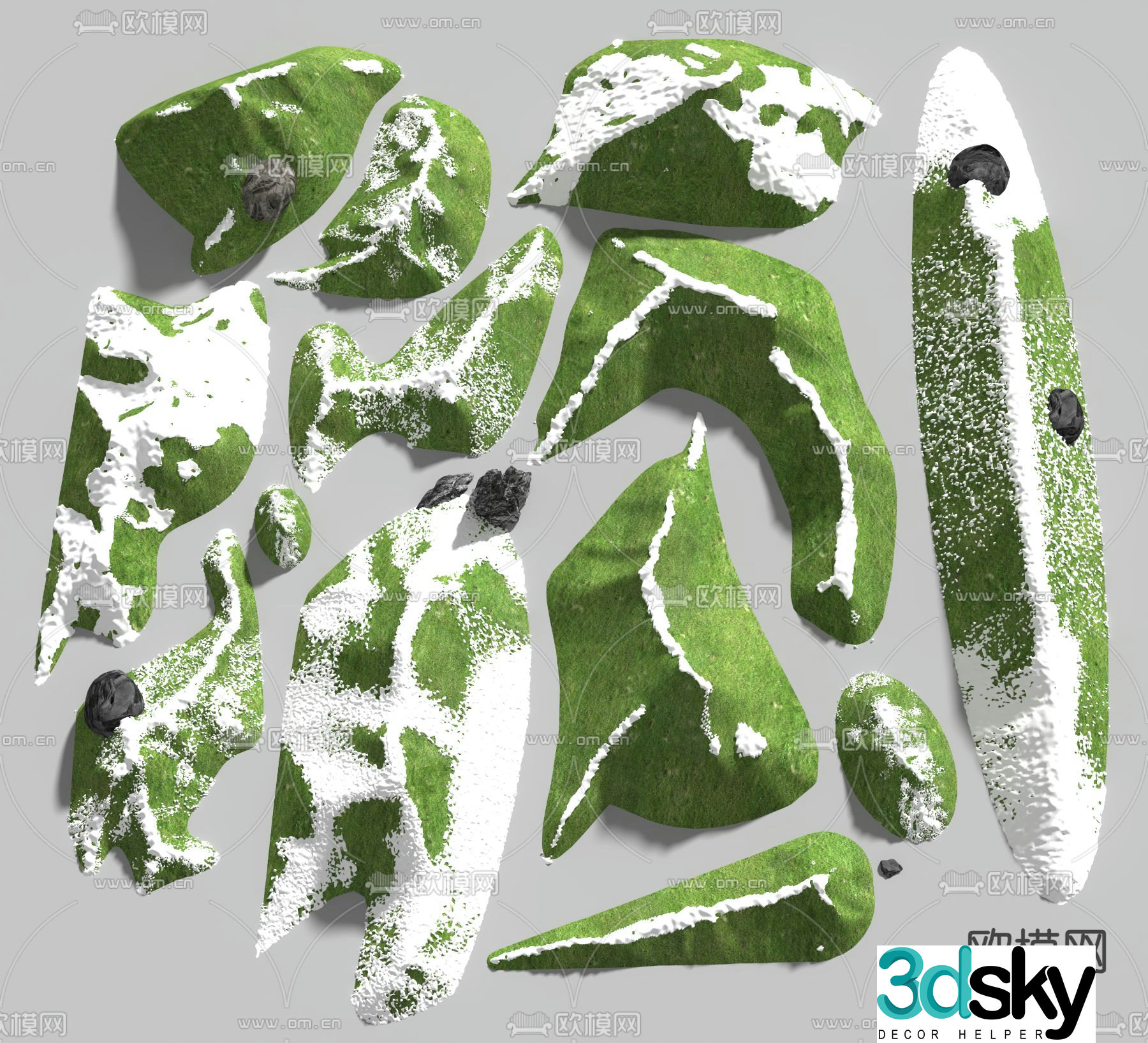 Modern micro terrain green space 3d model