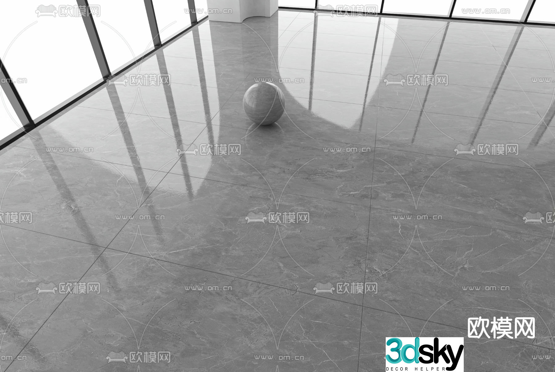 Gray floor tiles glossy tiles marble floor tiles 3d model