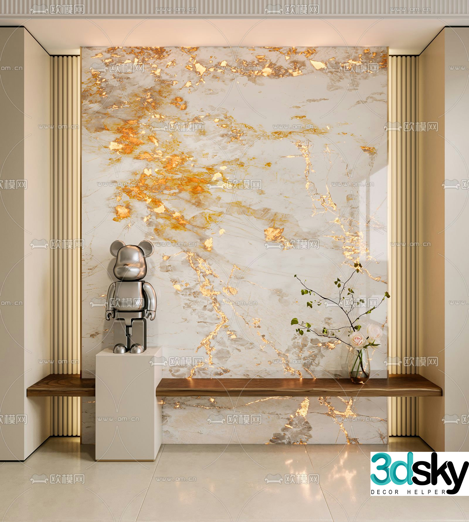 Translucent marble luxury stone background wall 3d model