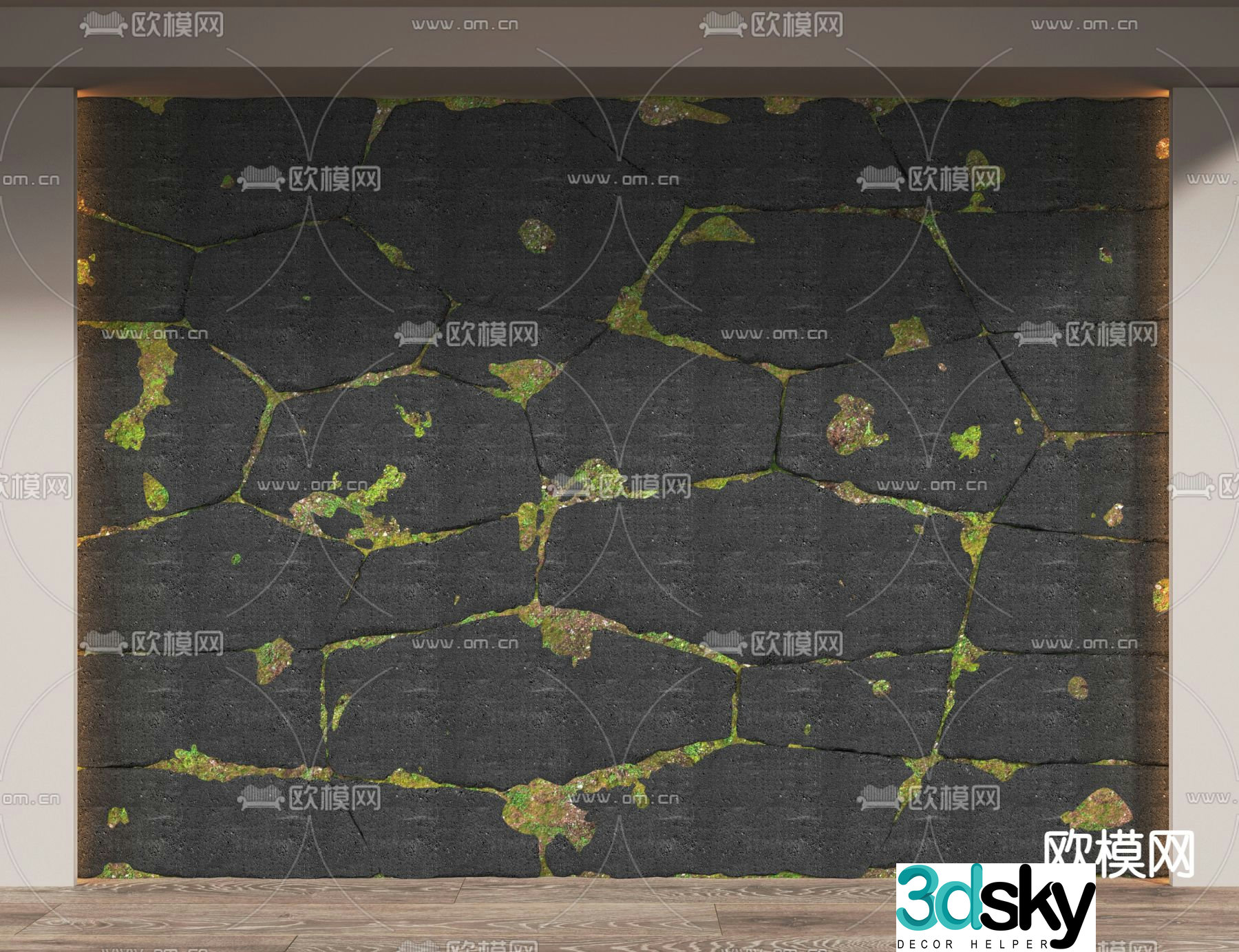 Rock wall background wall plant wall 3d model