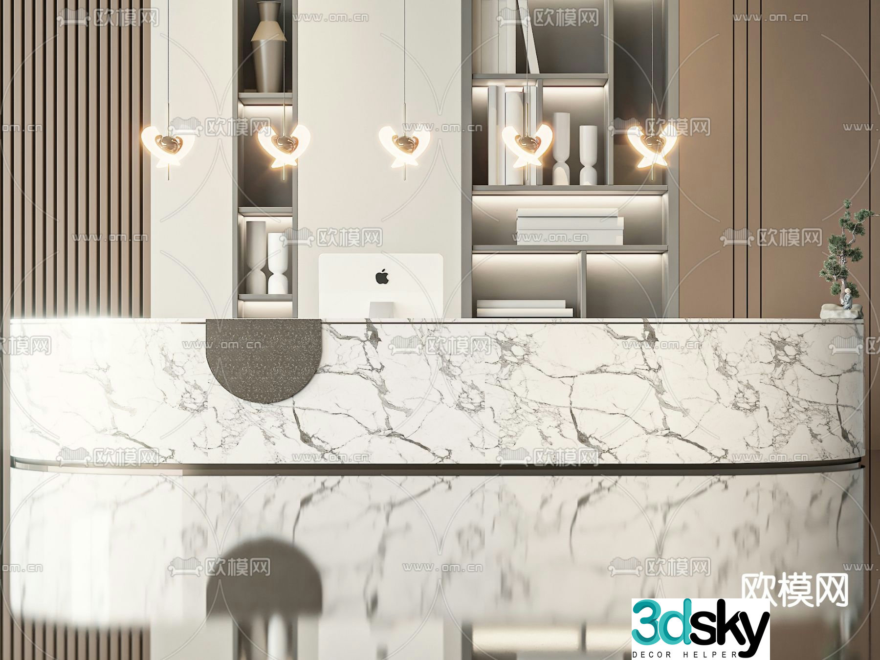 Front desk reception desk 3d model