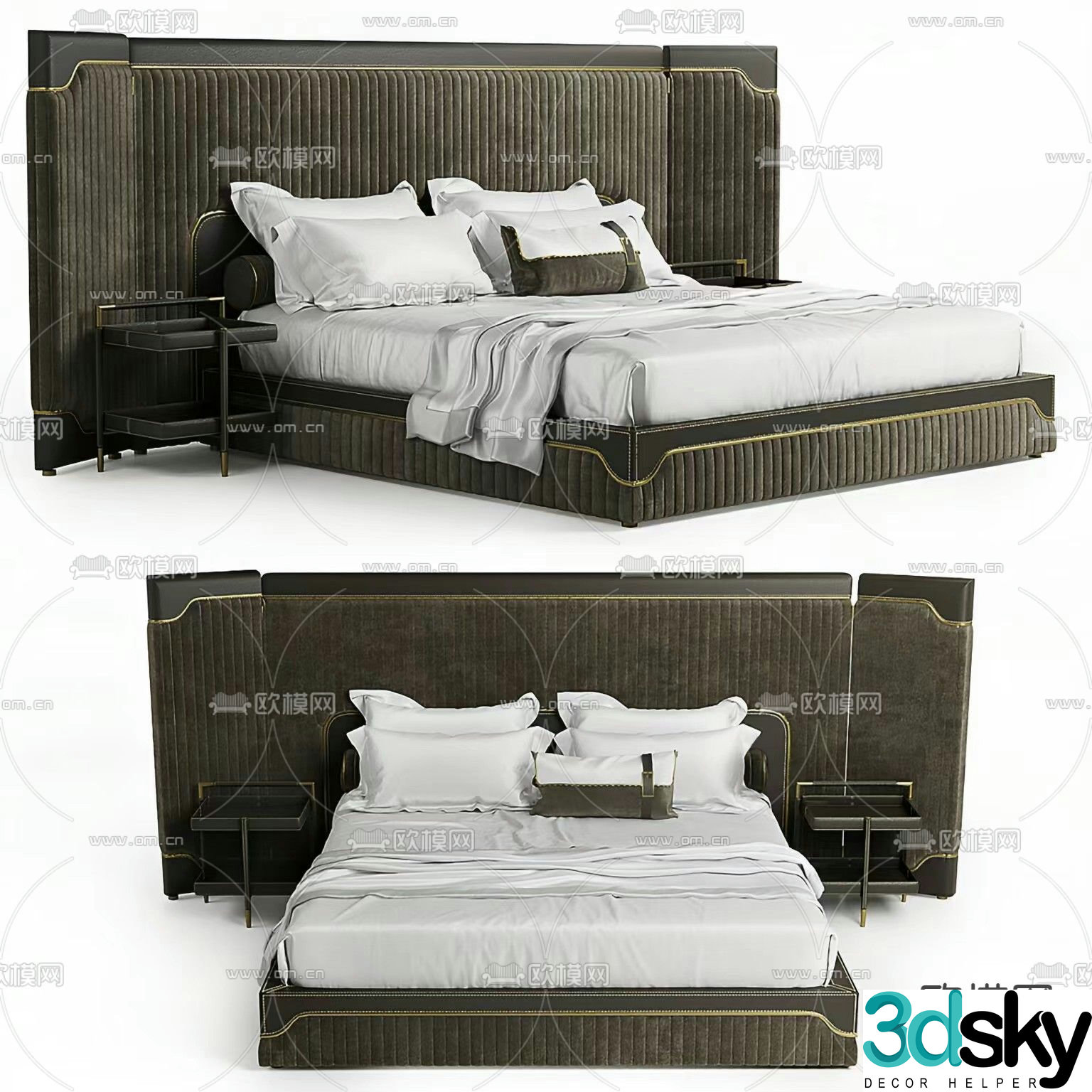 Capua light luxury double bed 3d model