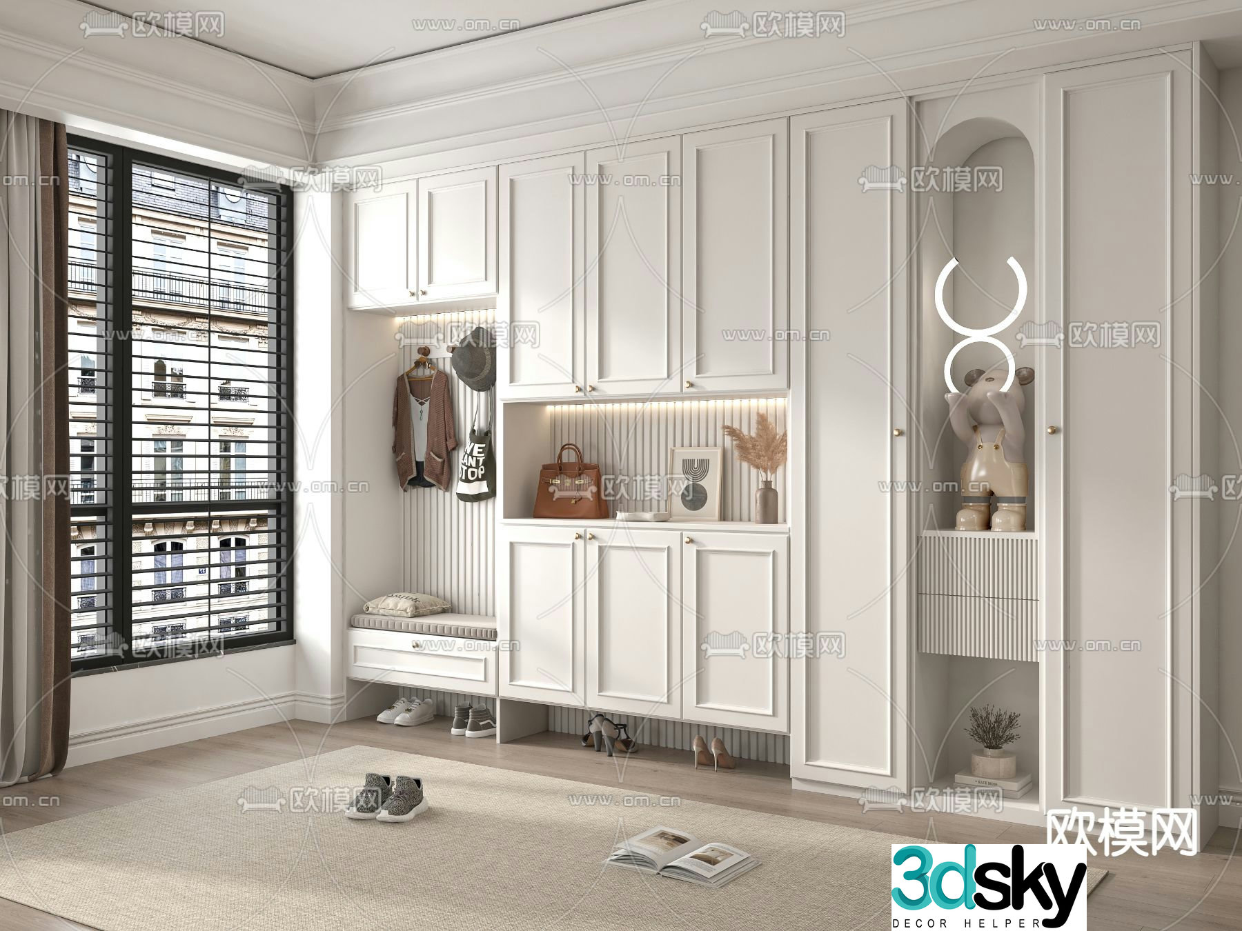 Simple European shoe cabinet shoe hat cabinet 3d model