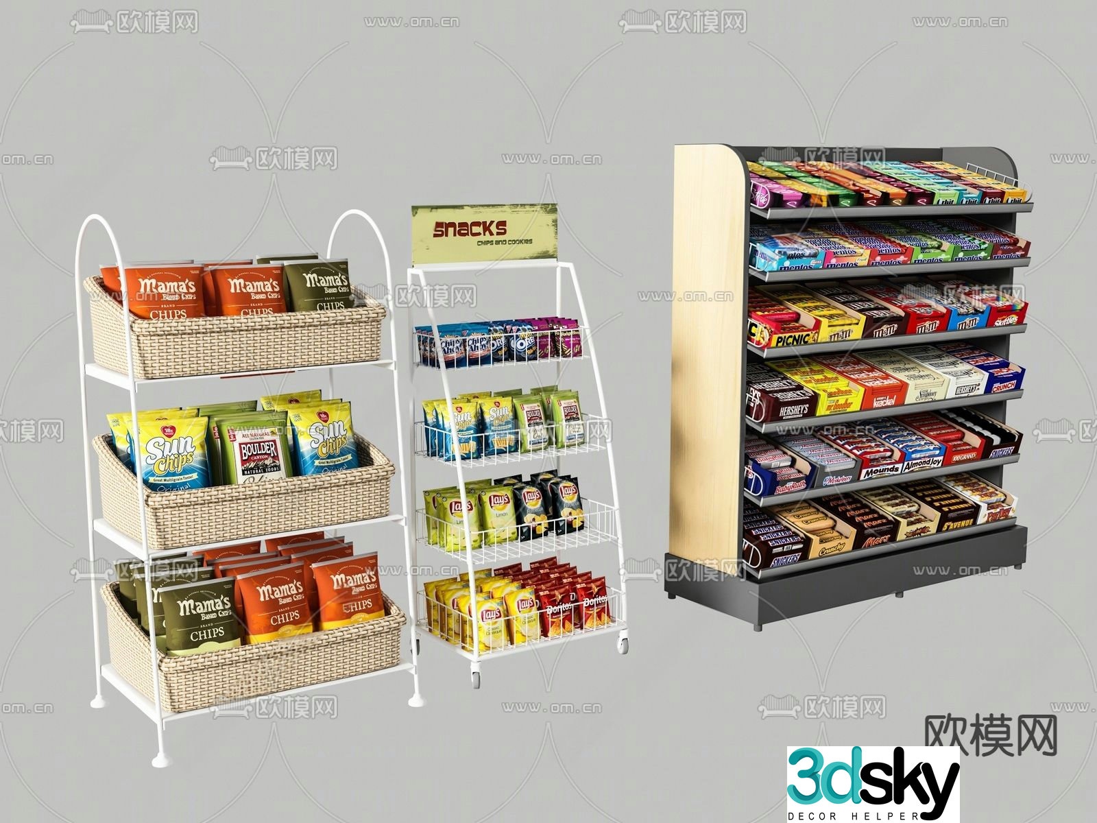 Supermarket snack rack shelf 3d model
