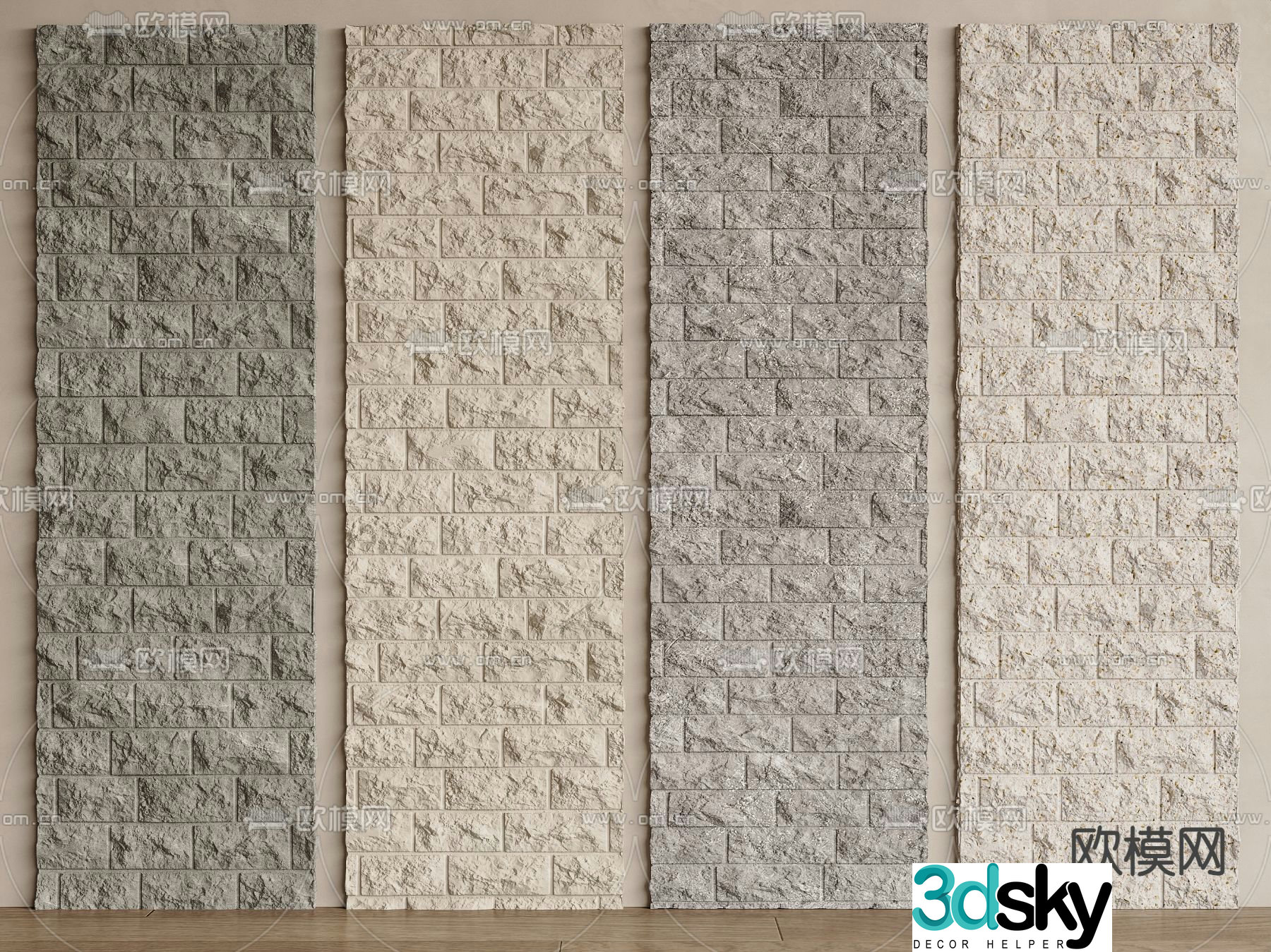 Rock wall stone wall blue stone 3d model