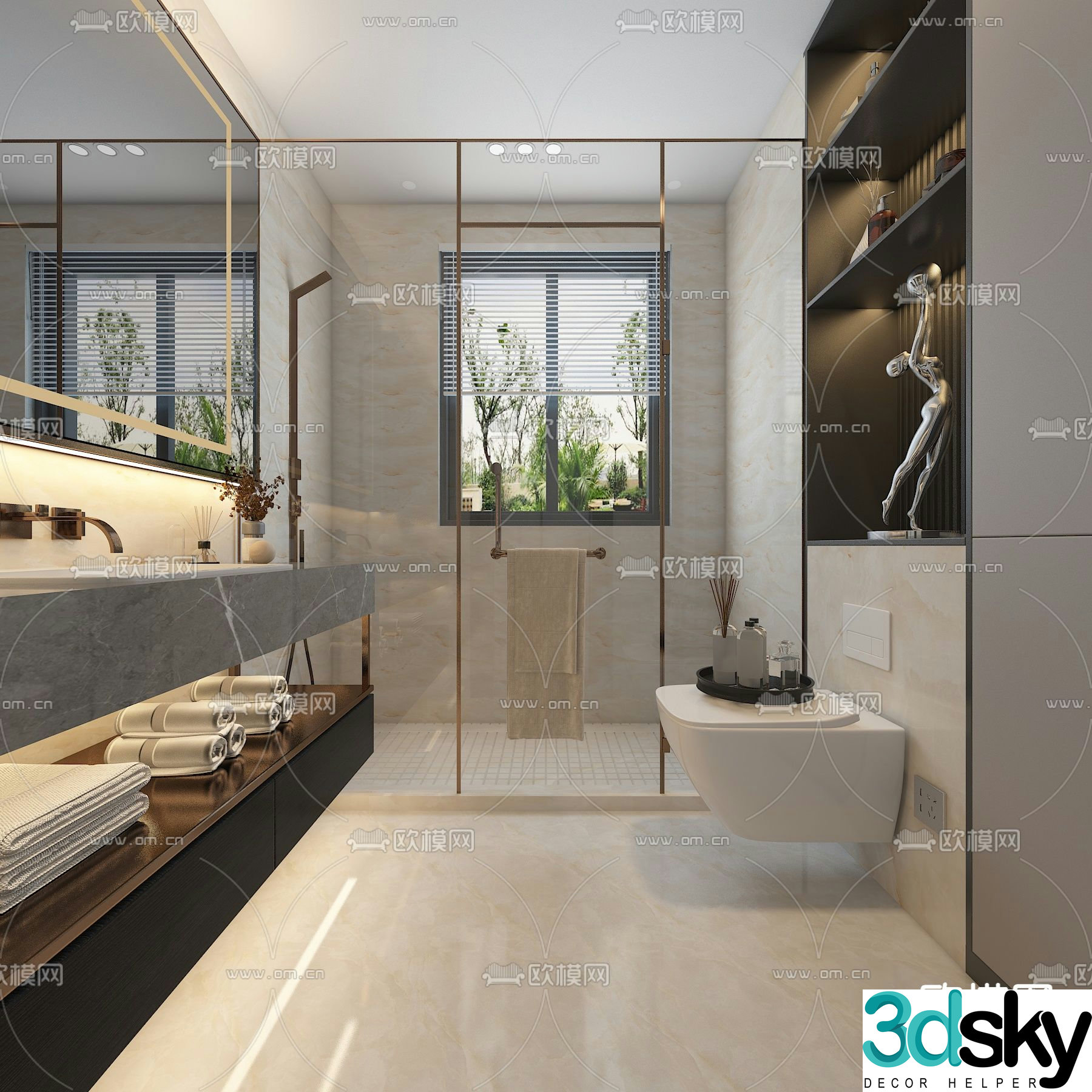 Modern bathroom bathroom toilet 3d model