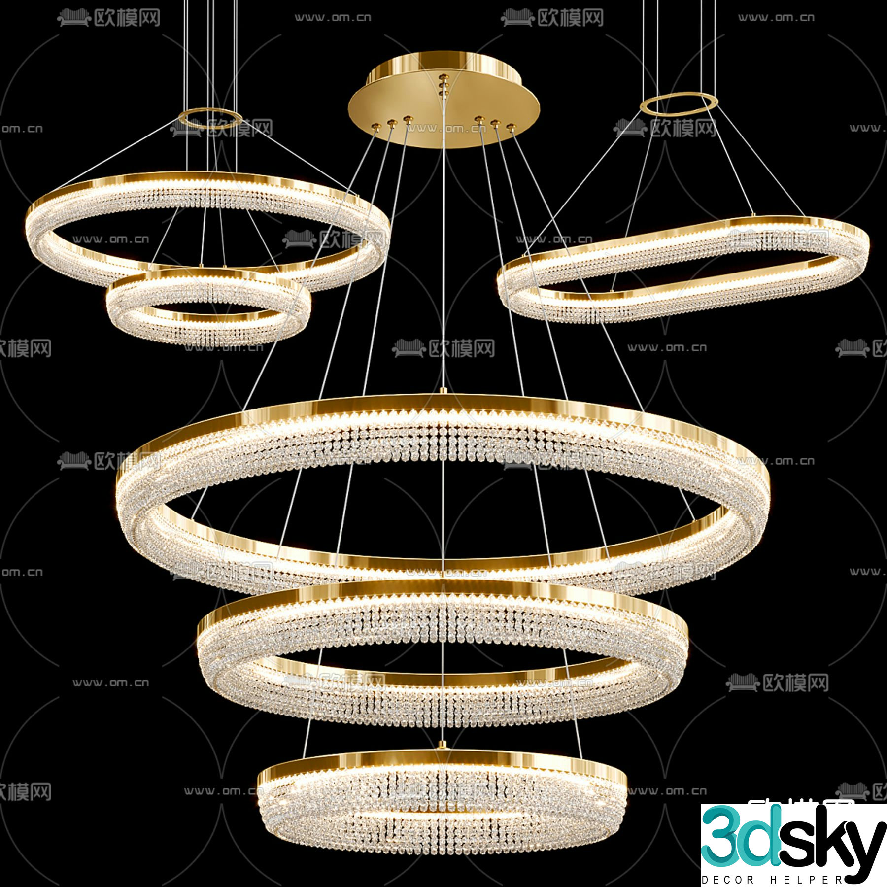 Light luxury chandeliers crystal chandeliers 3D model