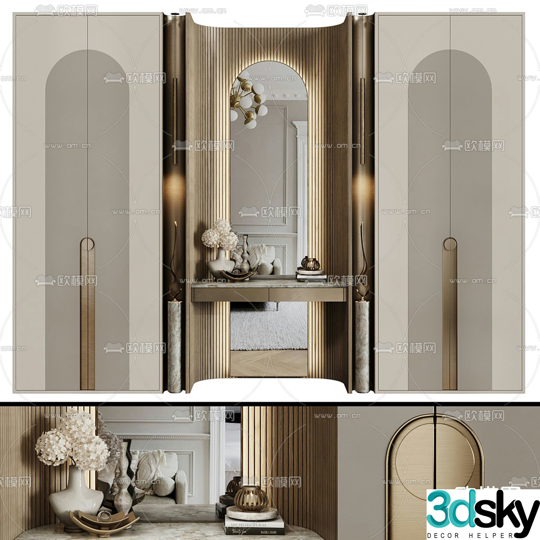 Light luxury wardrobe 3D model