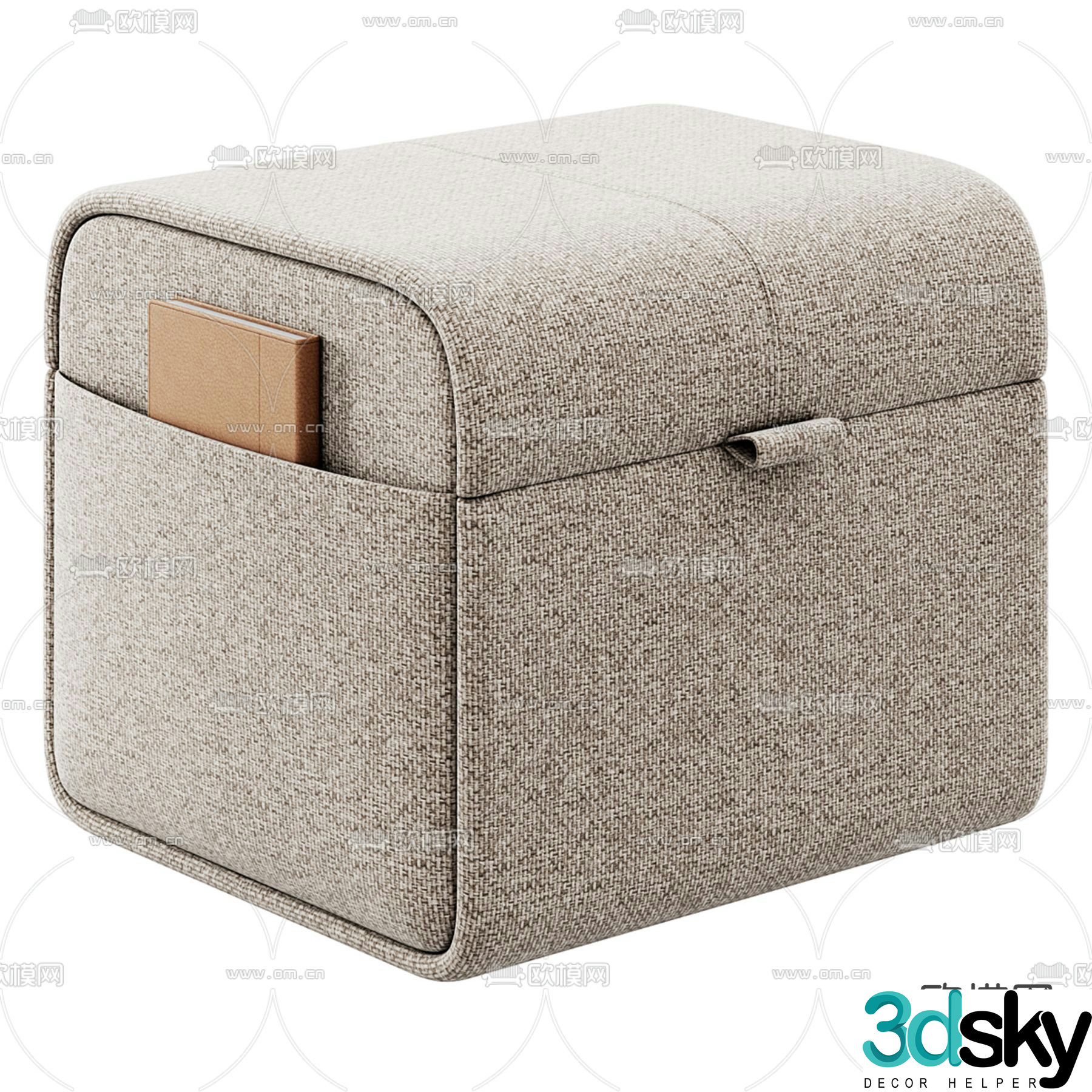 Stool sofa stool square stool footrest 3d model