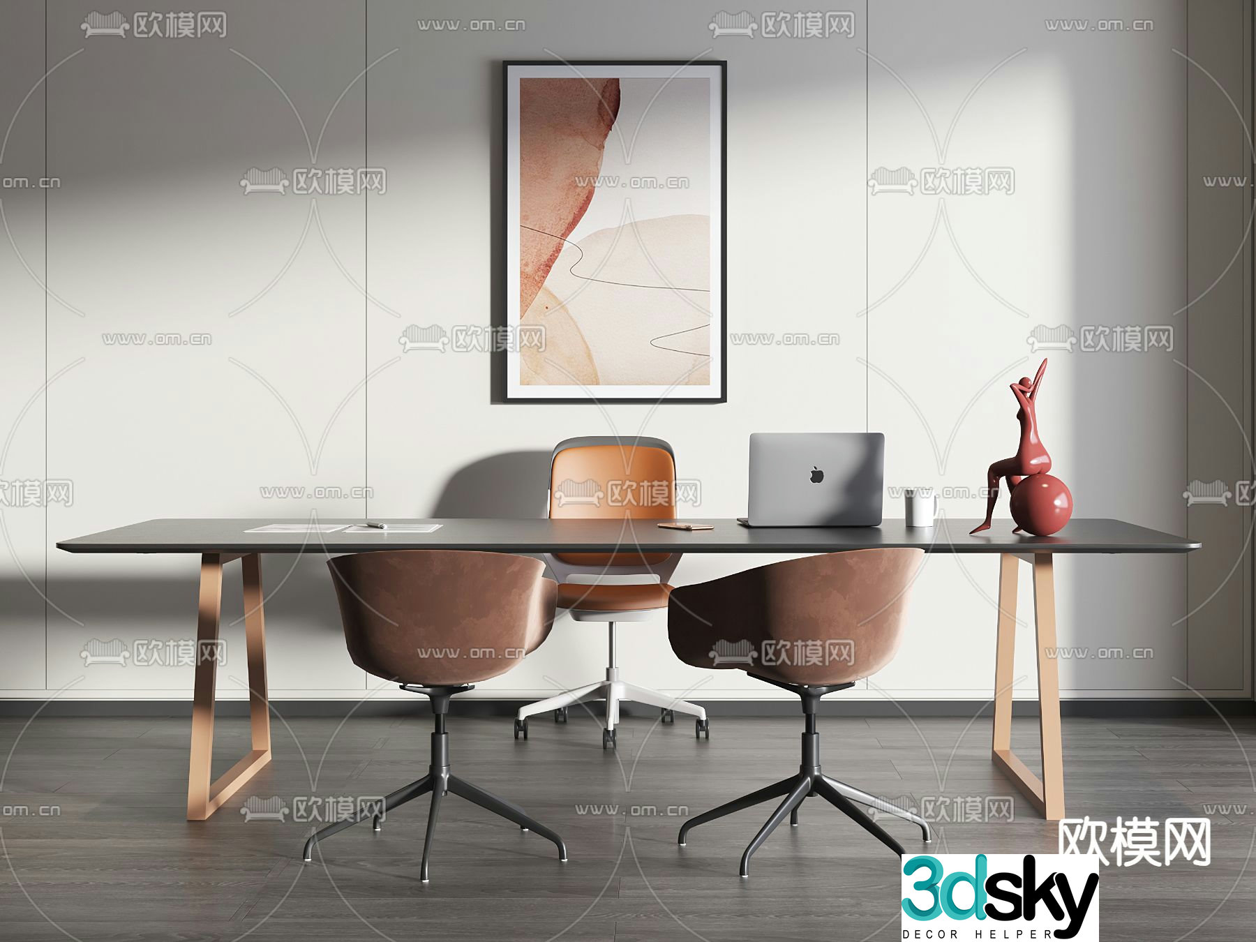 Modern office desk and chair desk table 3d model