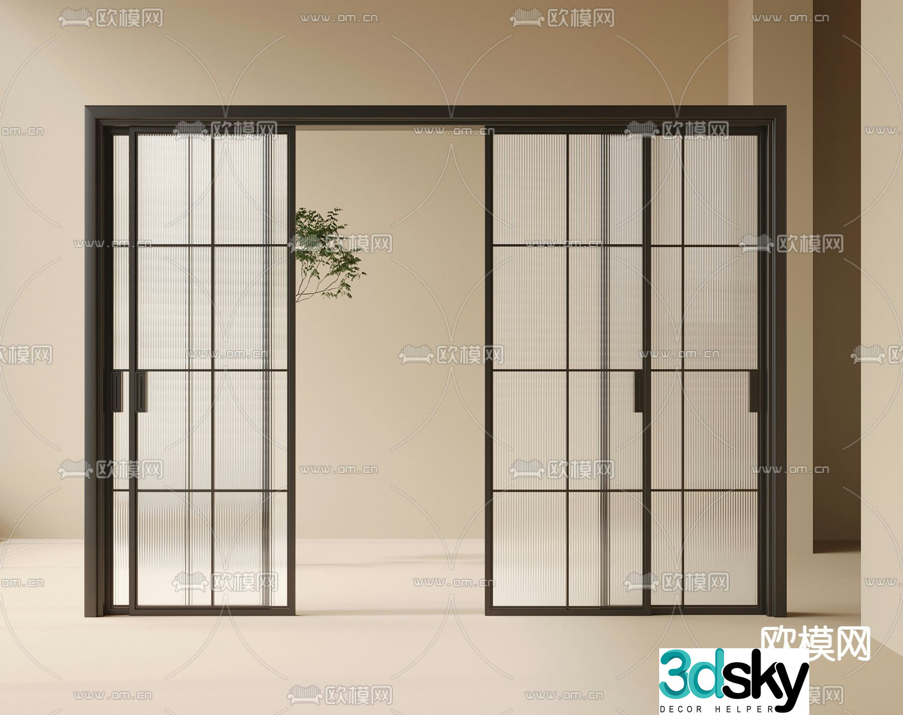 Modern sliding door Kitchen door 3d model