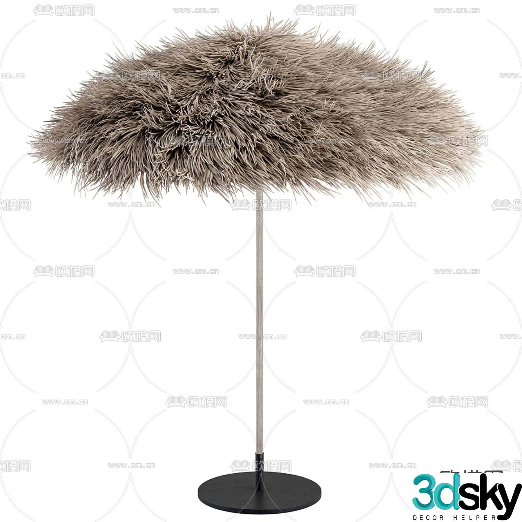 Palm leaf thatch umbrella 3d model