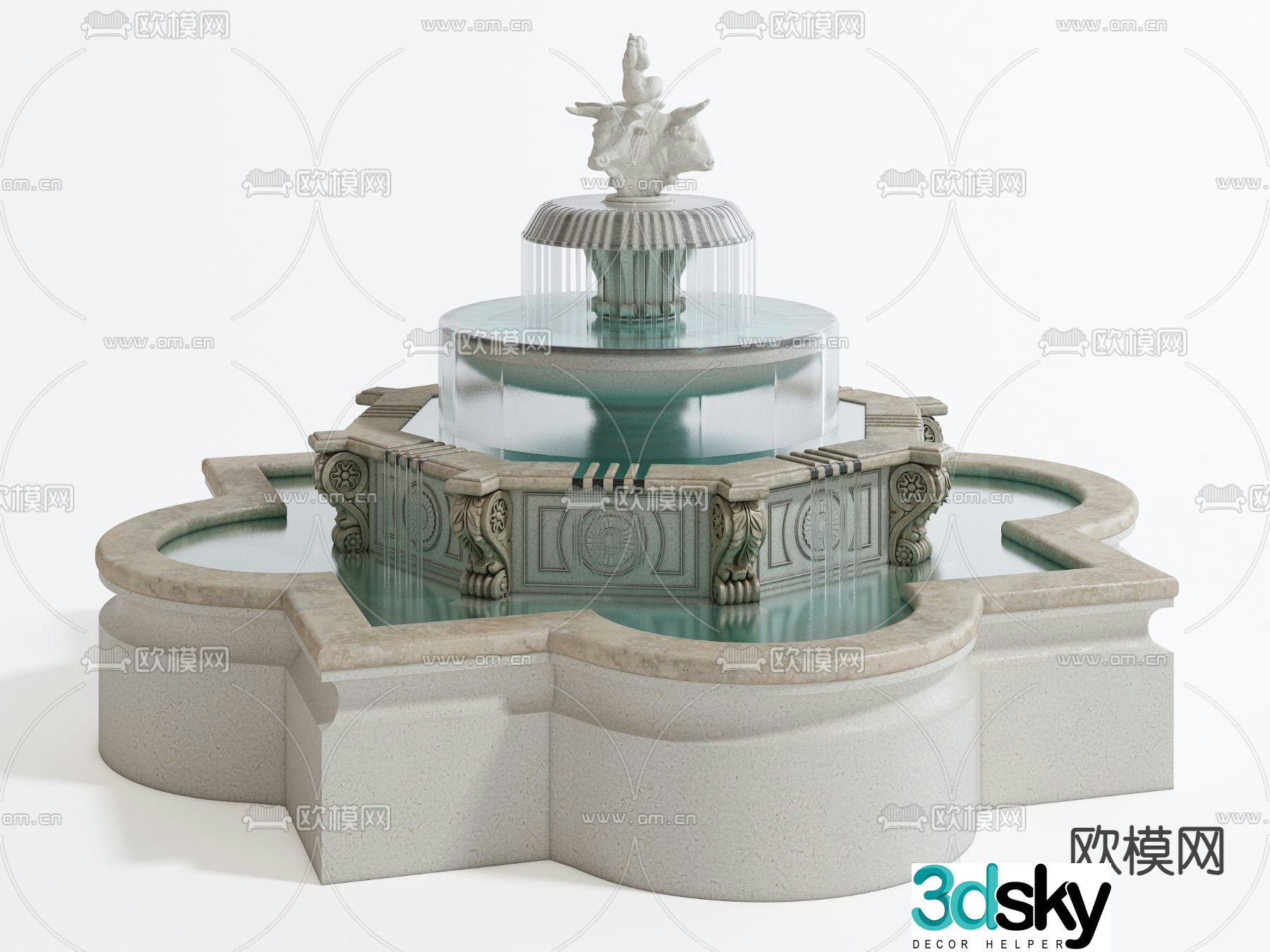 European fountain pool 3d model