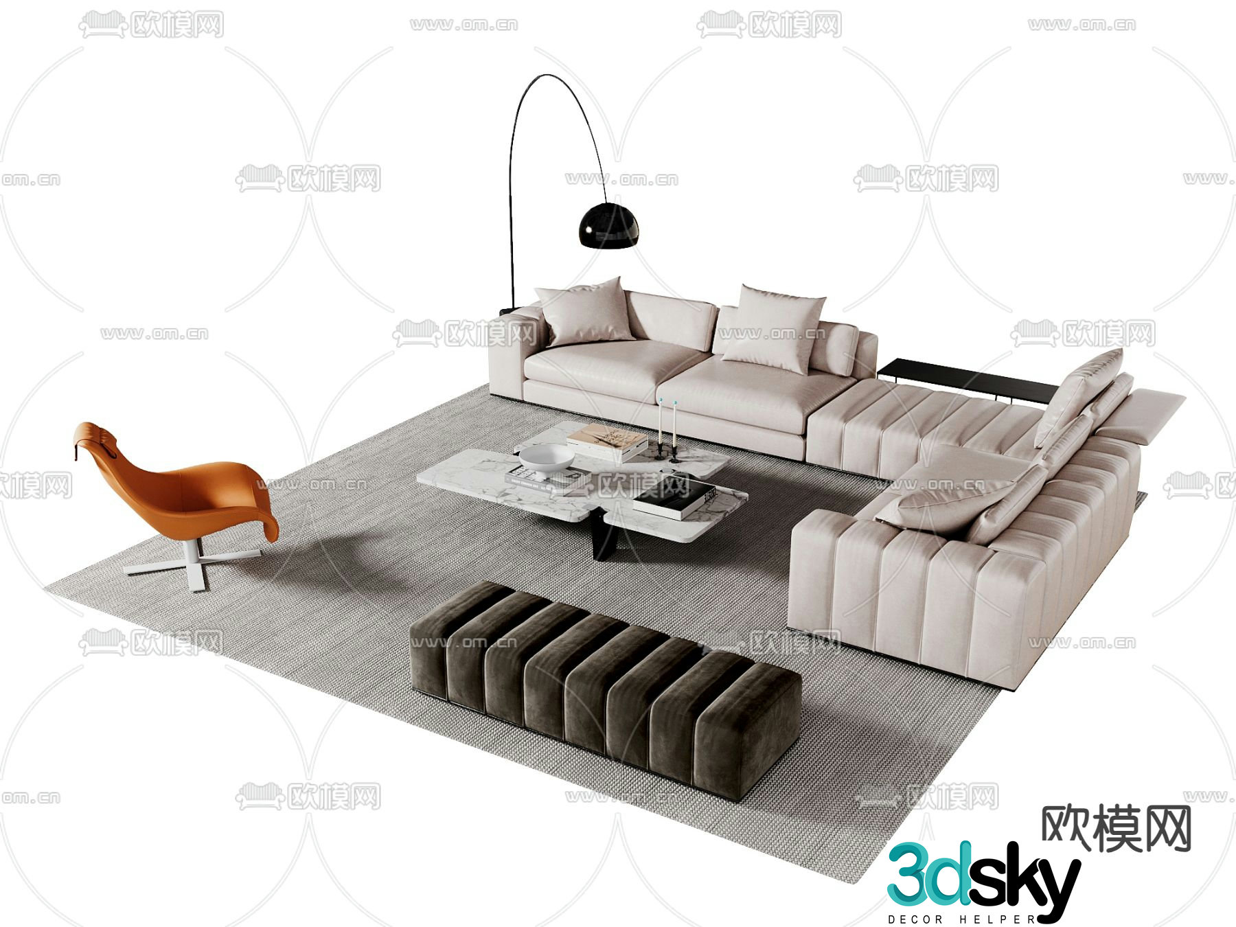 Modern sectional sofa 3d model