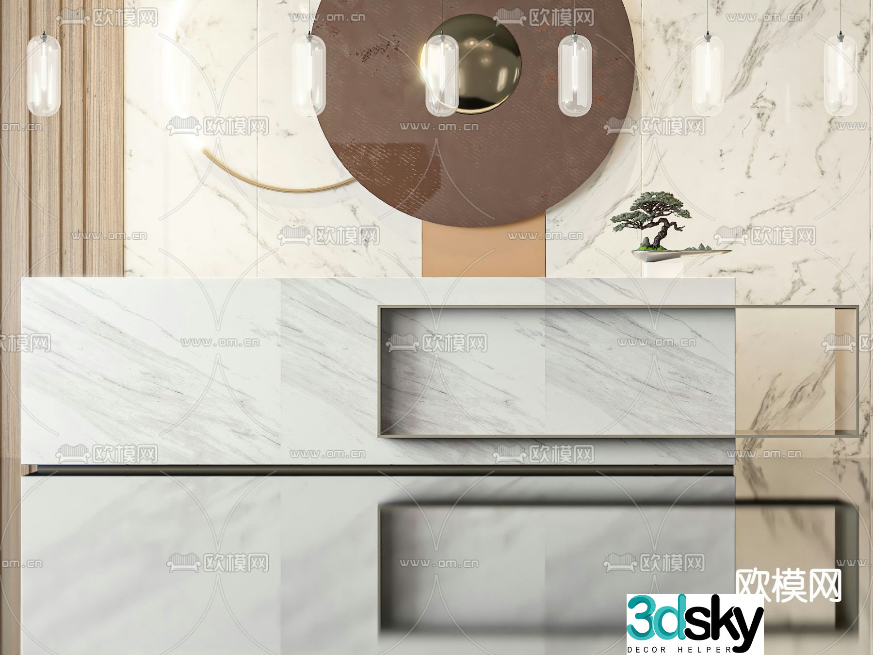 Front desk reception desk 3d model