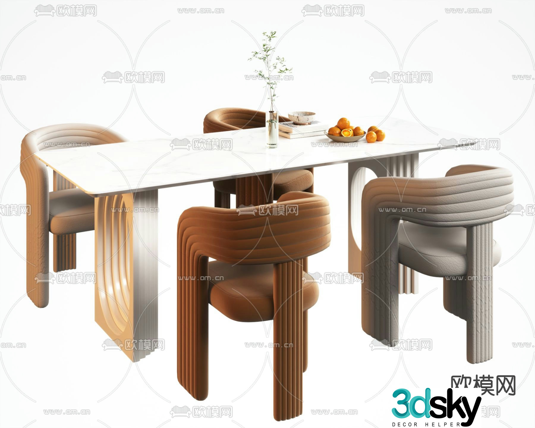 Dining table long dining table 3d model