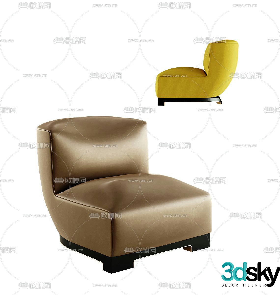 Leather sofa single sofa 3d model