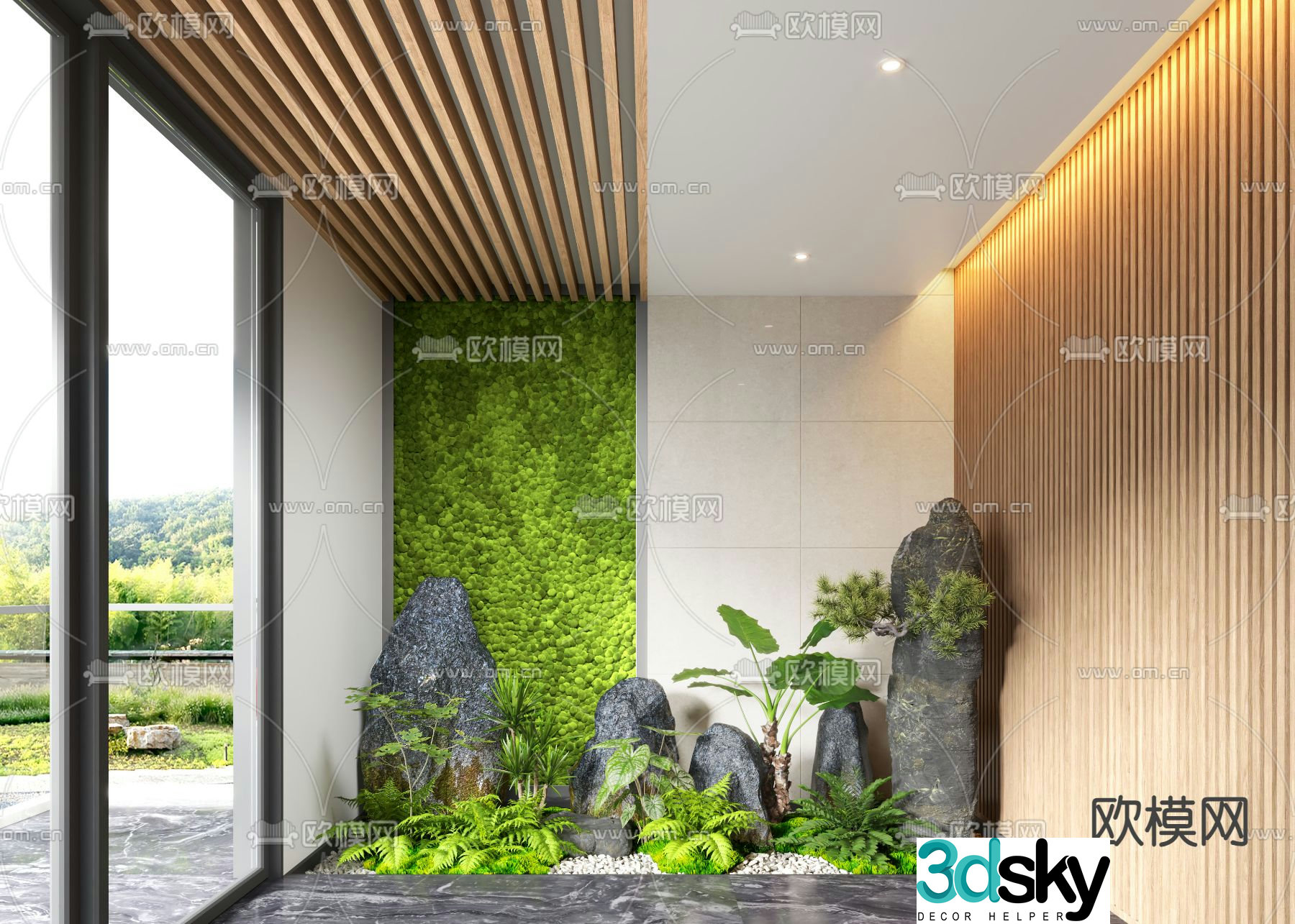 Indoor landscape plant landscaping plant wall 3d model