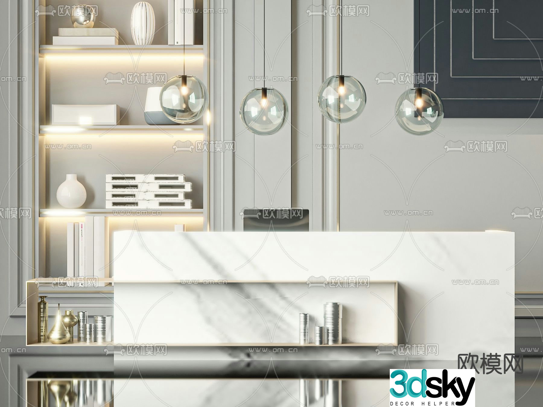 Front desk reception desk 3d model