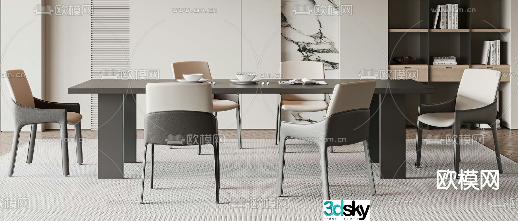 Bar dining table and chairs 3d model