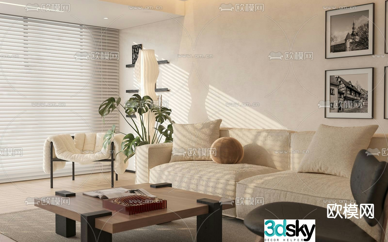 Modular sofa fabric sofa 3d model