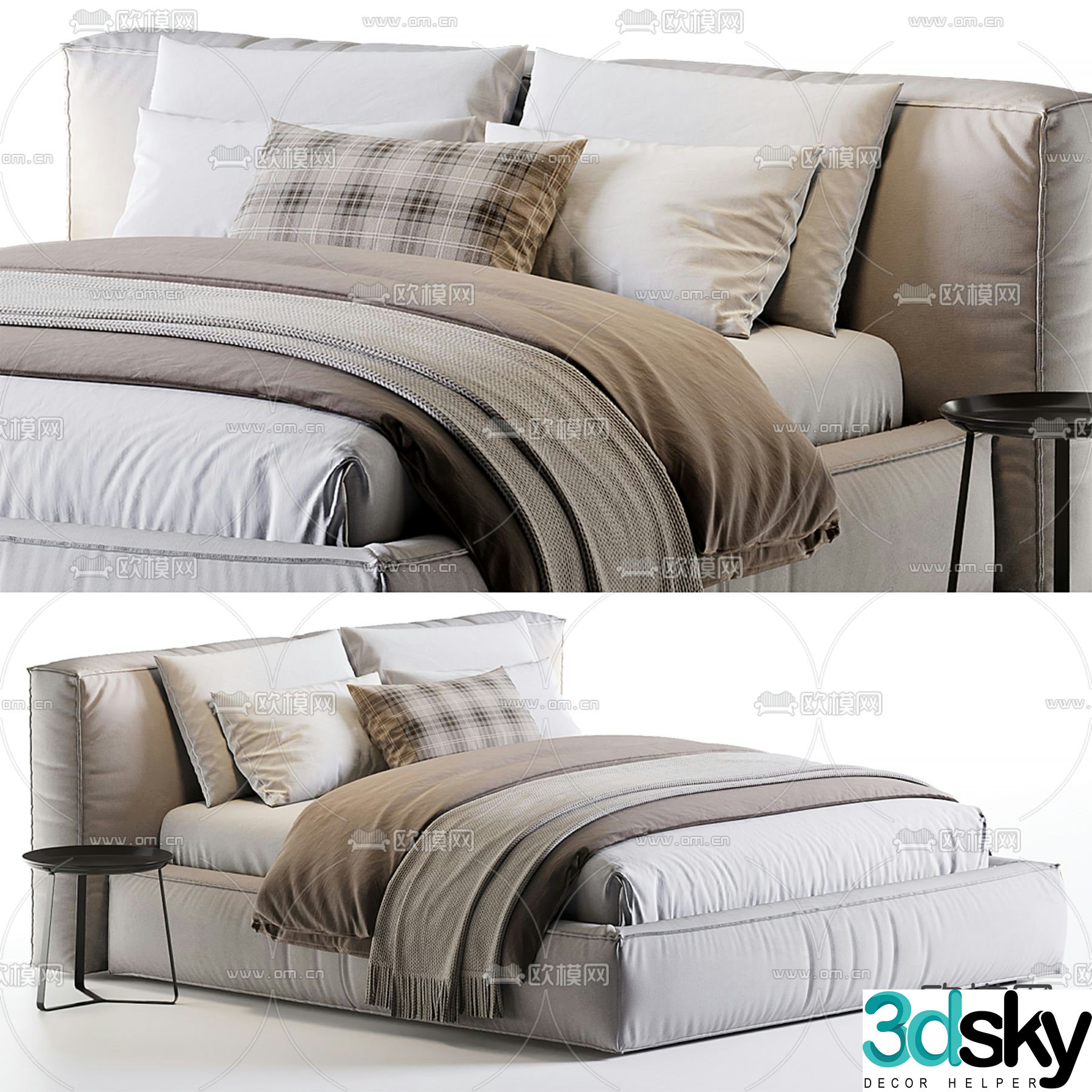 Modern double bed 3d model