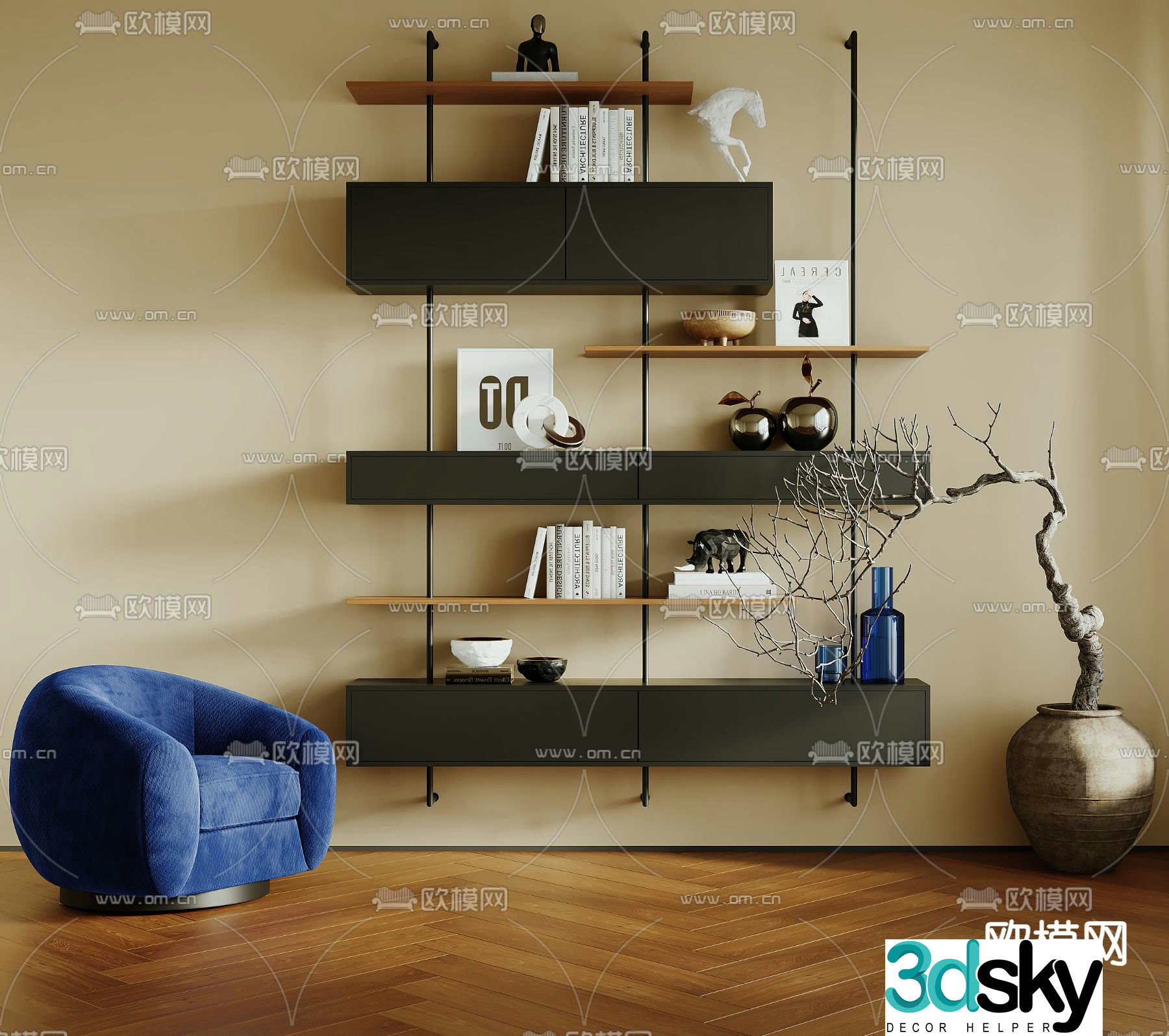 Minimalist storage rack decorative rack 3d model
