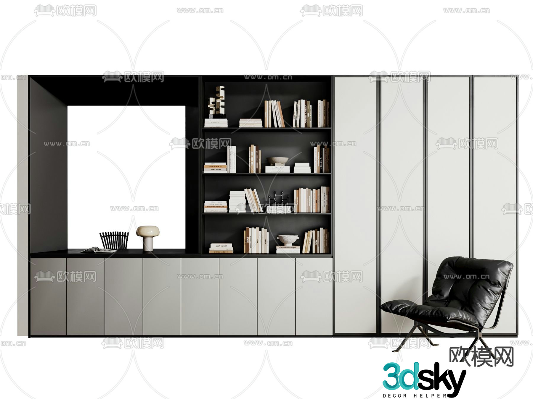 Modern bookcase display case 3d model