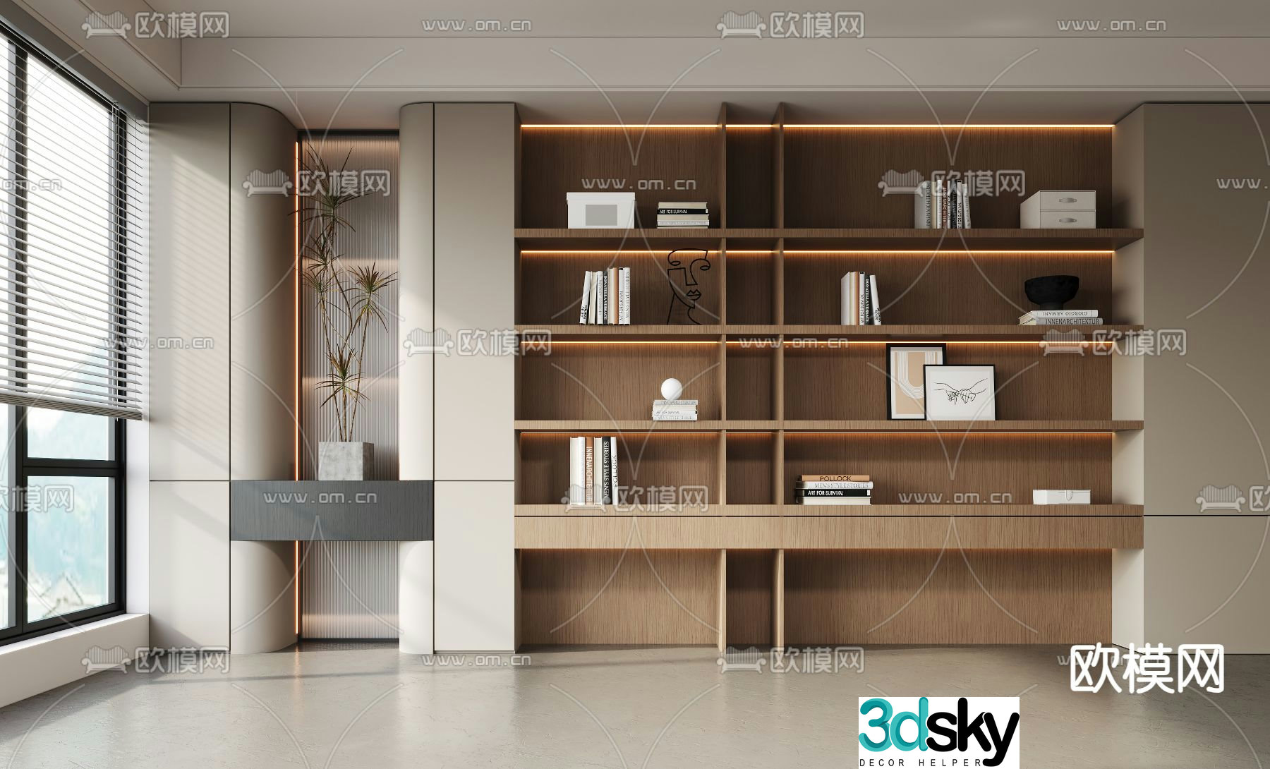 Modern bookcase Bookshelf 3D model