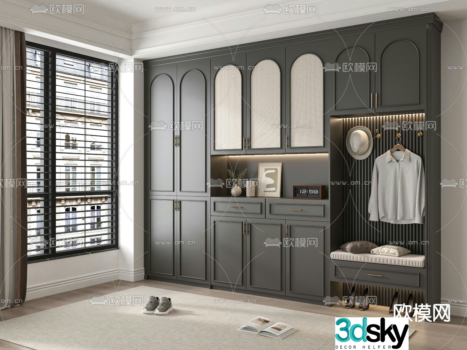 French shoe cabinet entrance cabinet 3d model