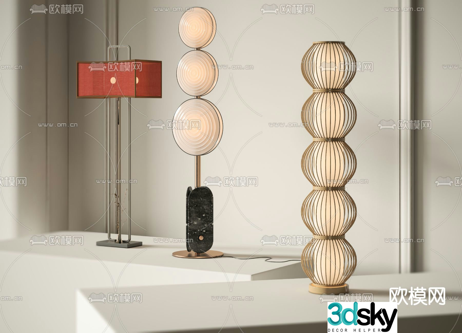 New Chinese style floor lamp 3d model