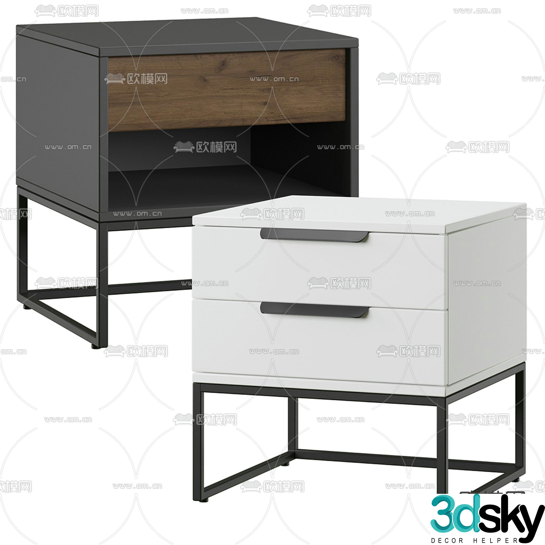 Modern bedside table 3d model