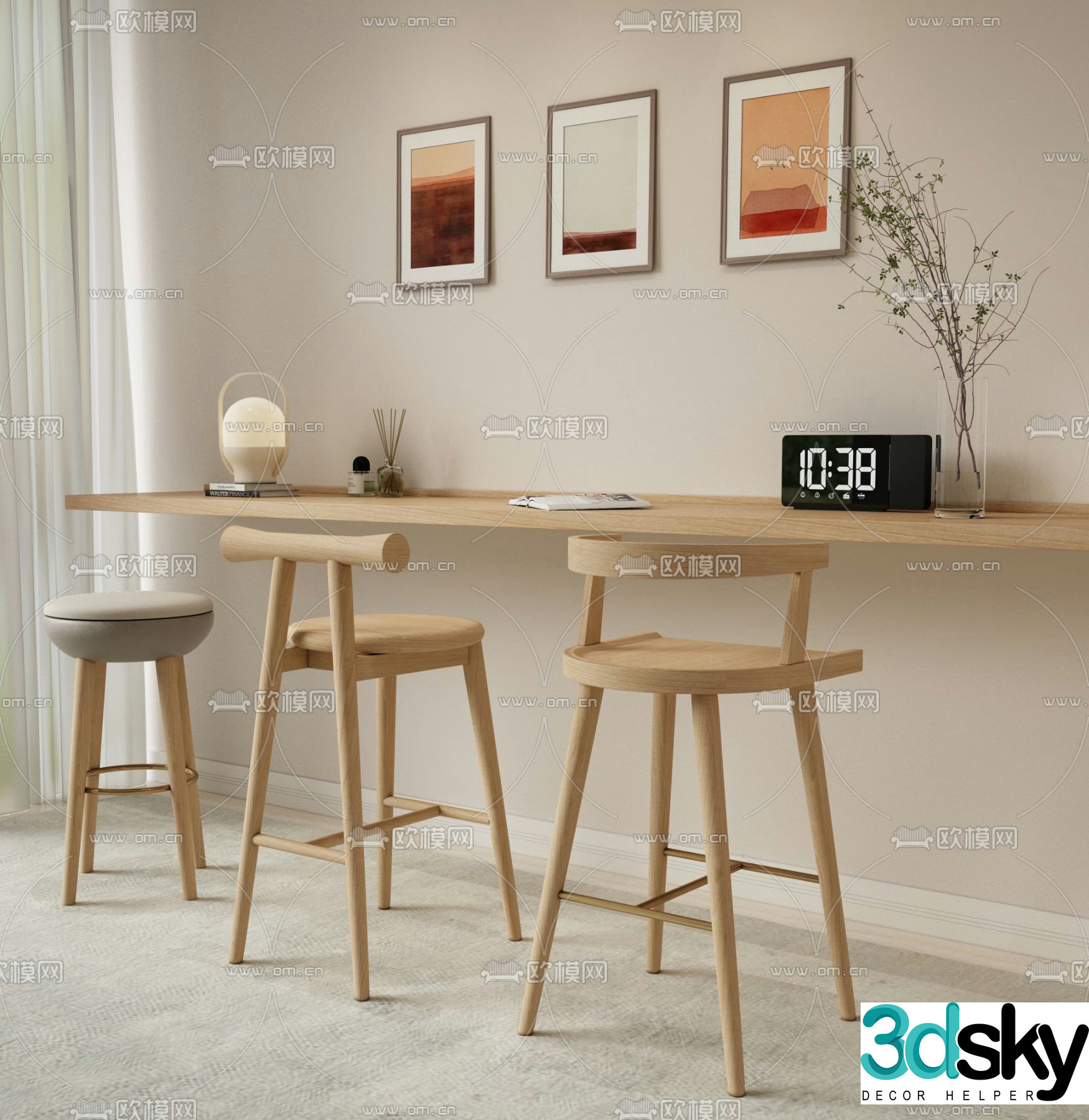 Modern bar chair 3d model