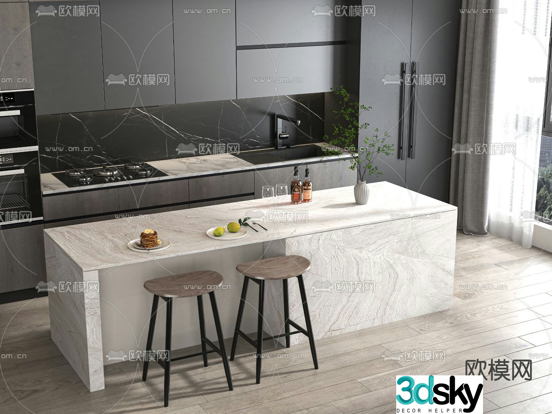 Nakashima bar water bar 3d model