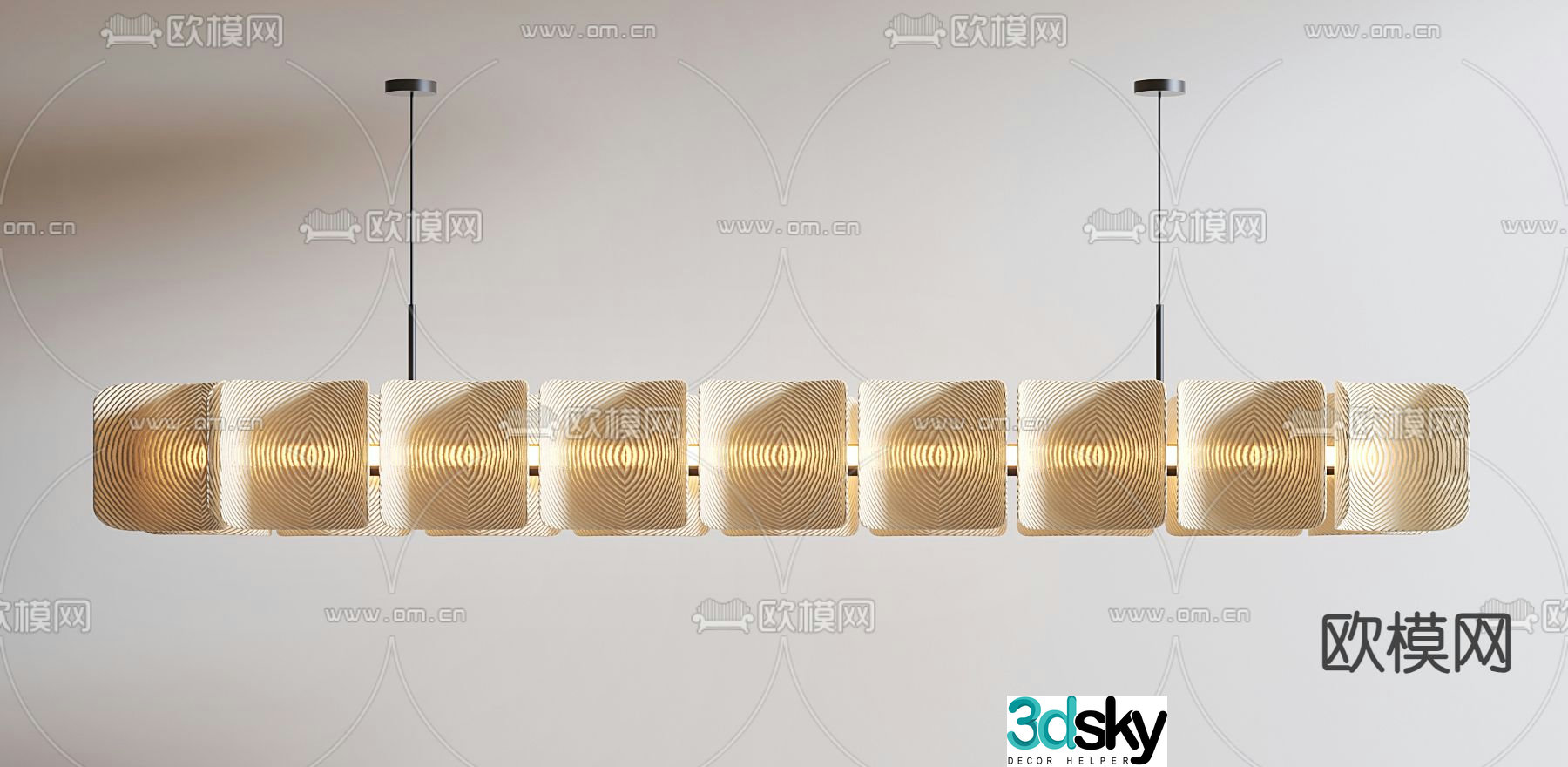 Long strip chandelier Art chandelier 3d model