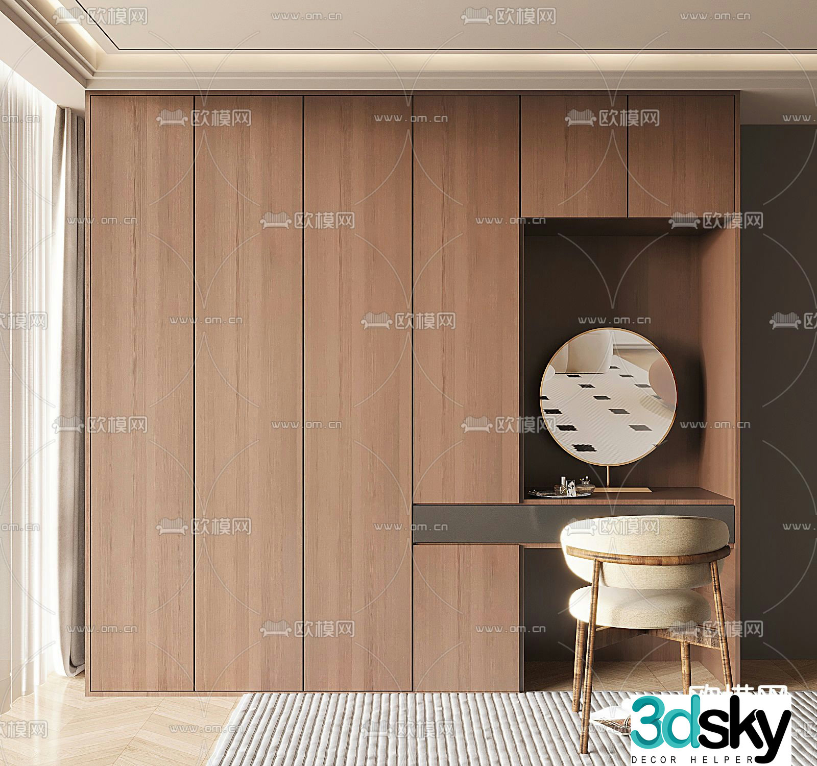 Middle-aged wind wardrobe 3d model